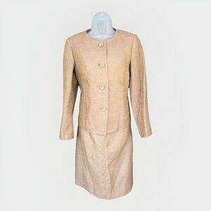 NEW Talbots Sleeveless Dress Suit Beige Shimmer Women's 6 Festive Career Holiday